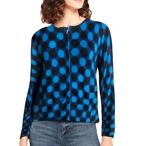 Express Cardigan Sweater Blue Polka Dot Button Up